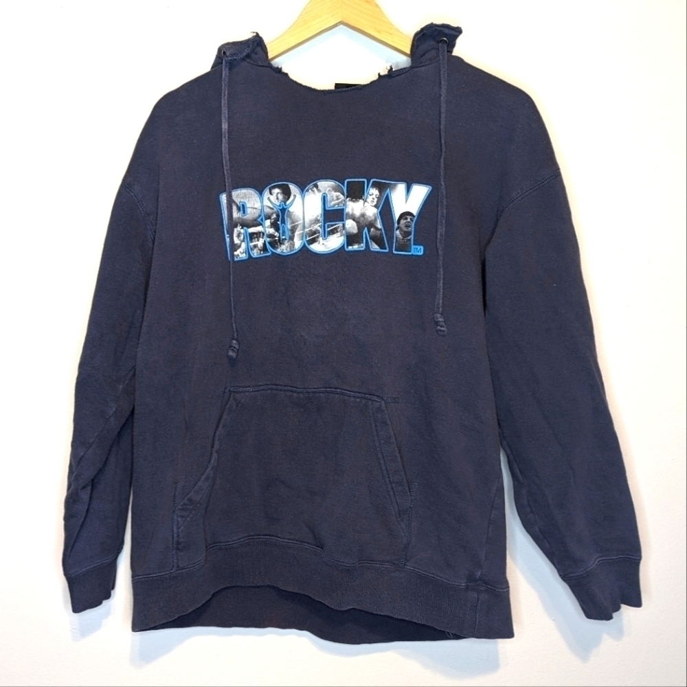 Vintage Y2K 2006 Rocky Boxer Graphic Hoodie Cut Neck Mens Medium